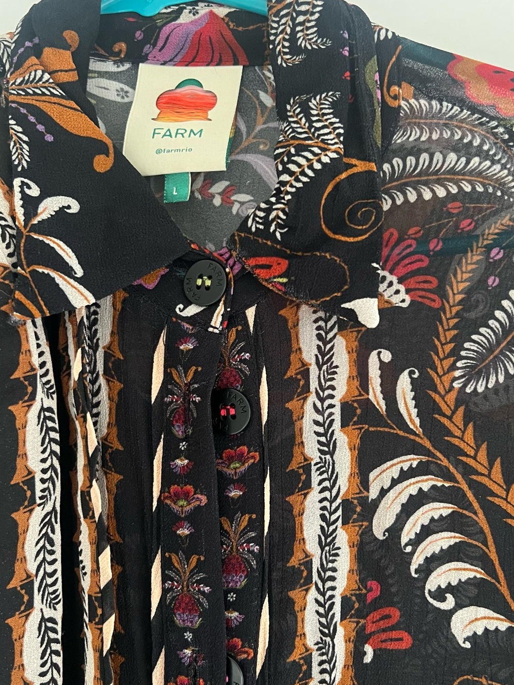 Farm Rio Floral Black Morif MiniDress with inside camisole - Picture 4 of 4